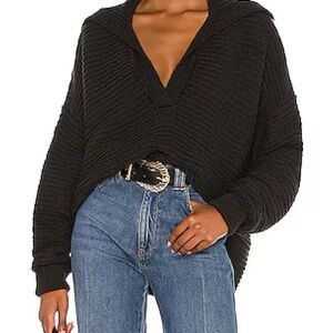FREE PEOPLE | MARLIE PULLOVER KNIT SWEATER | BLACK | SIZE SMALL